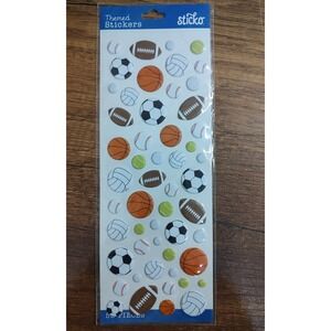 Sticko Themed Stickers Sports Balls 53 Pcs Puffy Assorted Colors Tennis Soccer